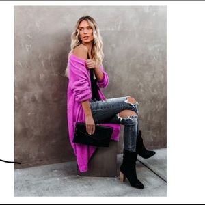 Vici Collection Glorious Fuzzy Knit Pocketed Cardigan size Small